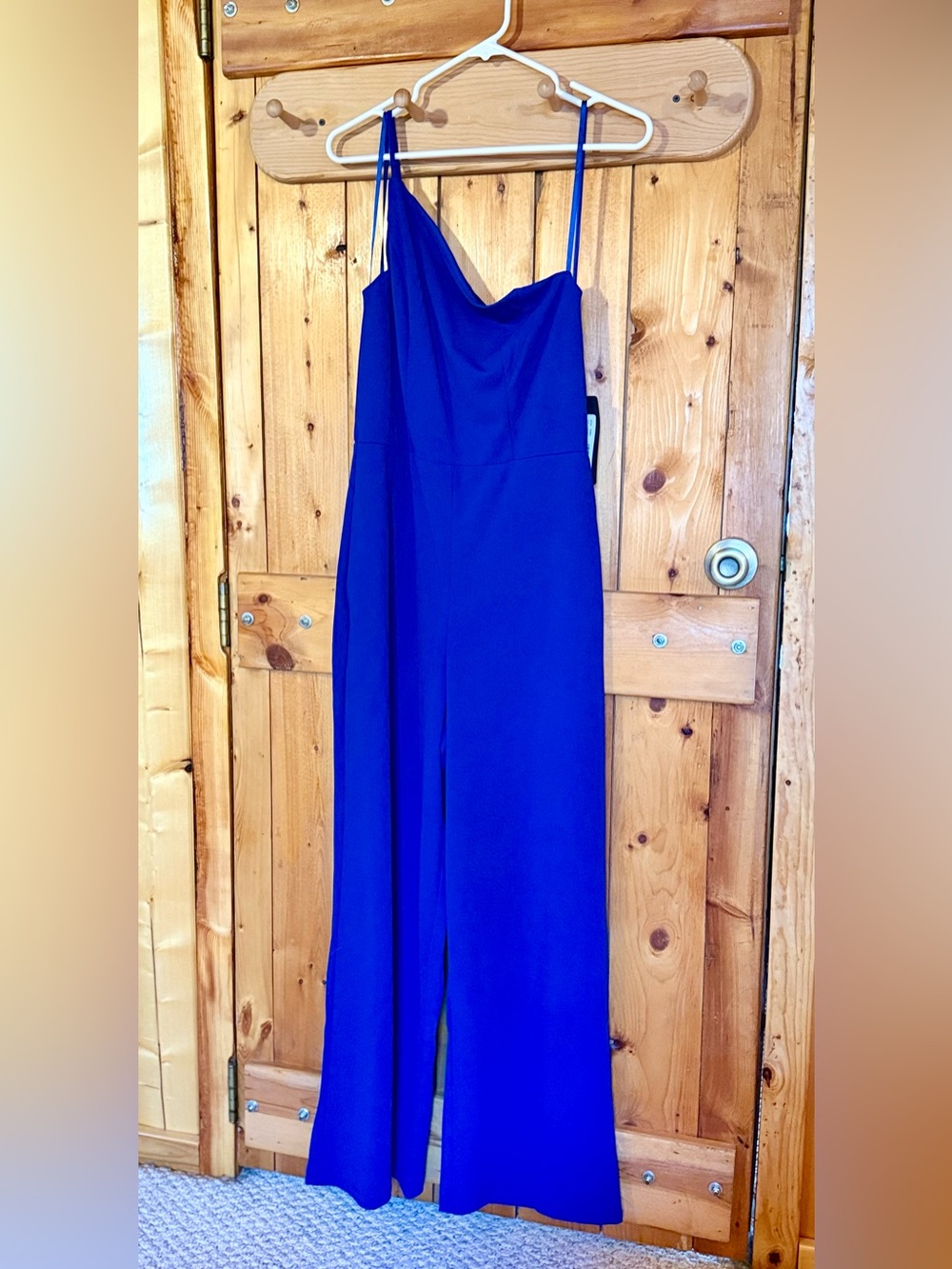 NWT bebe Royal Blue One Shoulder Jumpsuit (L)